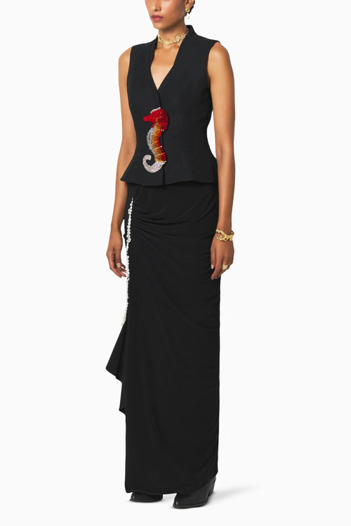 Ocean Blazer With H.R. Black Skirt