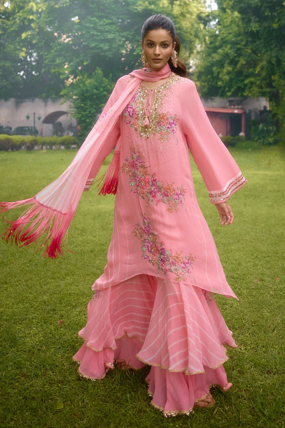 Dilkush Pink Kurta Sharara Set