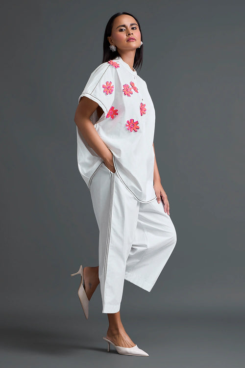 White Floral Patch Co-ord Set