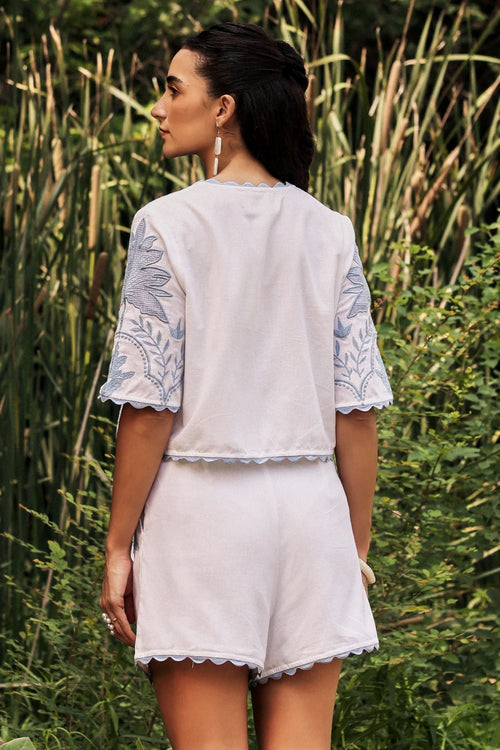 Pastel Hue Palmera Embroidered Co-ord Set