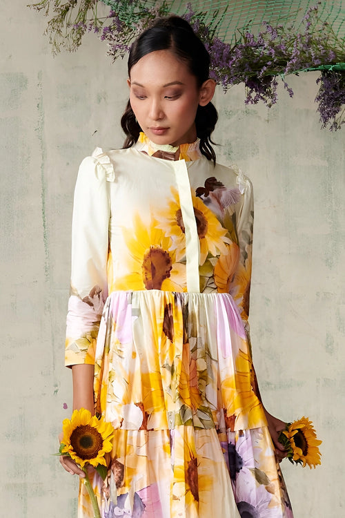 Sunflower Placement Collar Dress