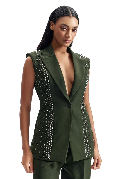 Stud-Armour Sleeveless Jacket