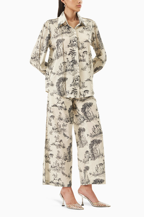 Black and Off White Noble Ground Embellished Co-ord Set