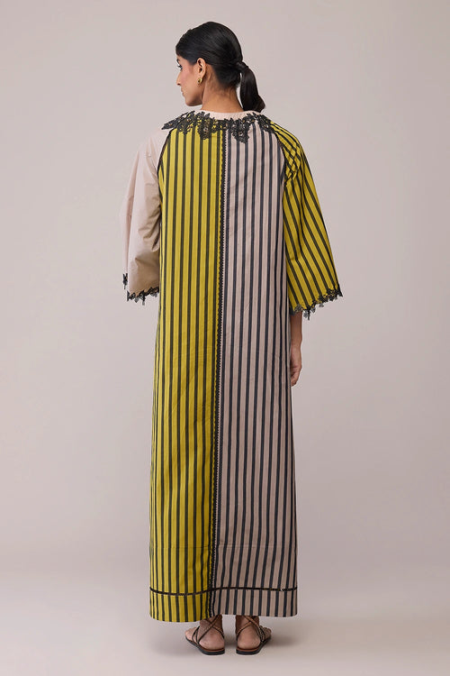Neesa Mustard and Beige Dress