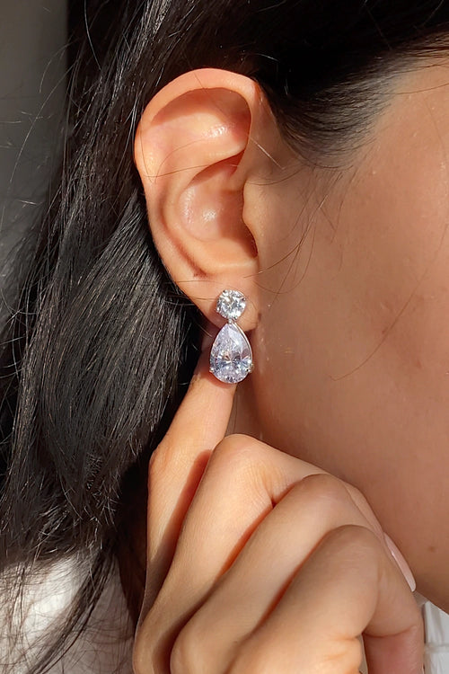Solitaire Teardrop Earrings