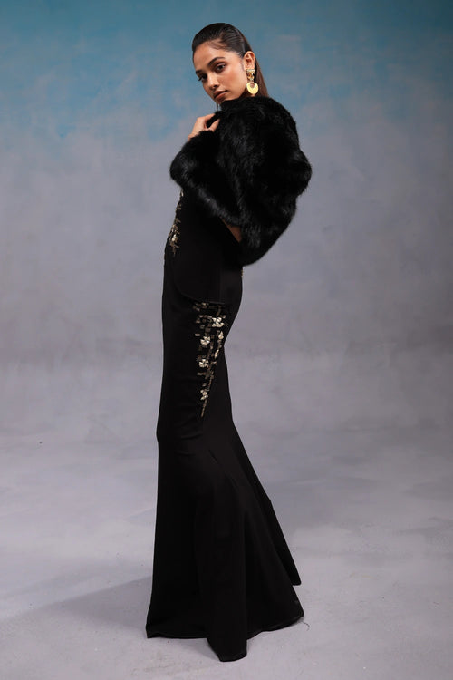 Black and Gold Kohl Long Skirt