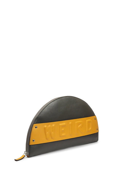 Lussa Black Yellow Half Moon Clutch Bag