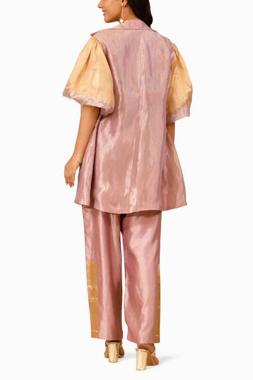Chamak Lilac Crop Blouse and Trouser with Coat