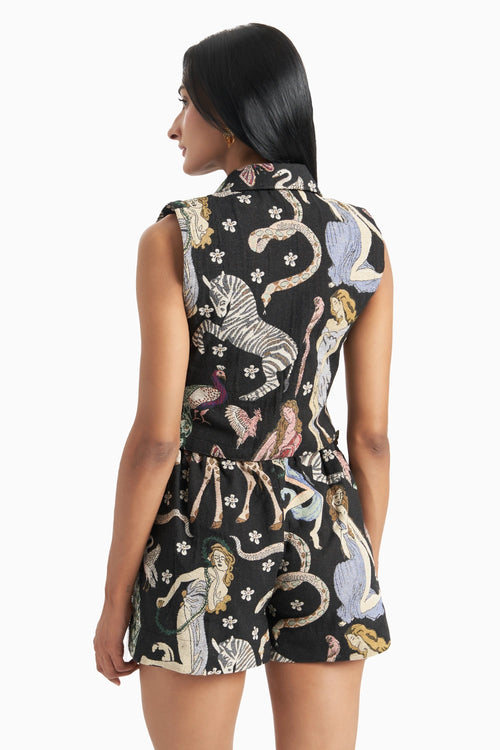 Animal Jungle Jacquard Pleated Collared Bib