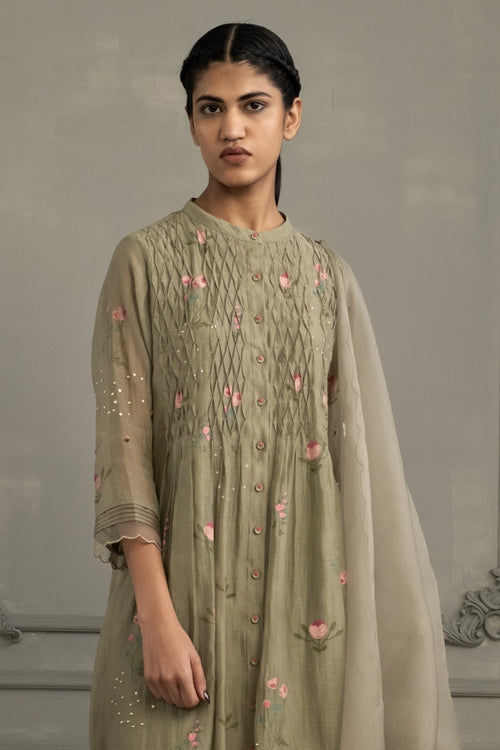 Sage Green Smocking Tunic Set