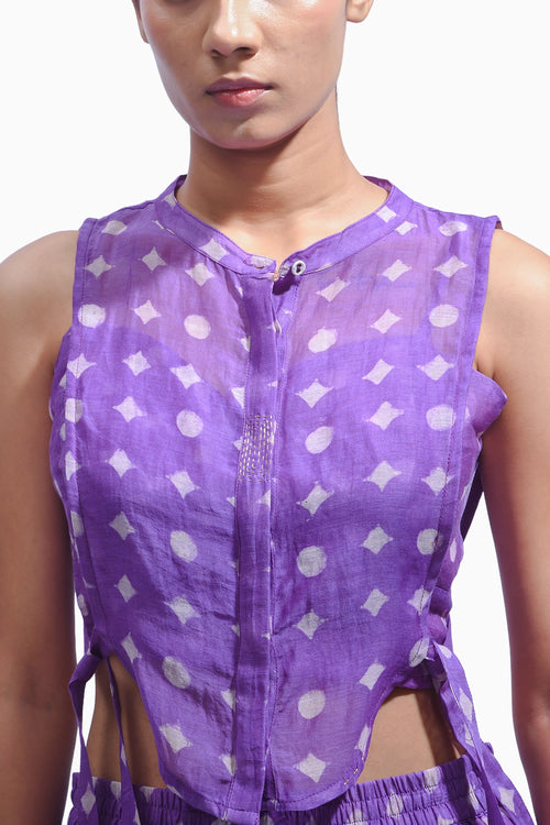 Amethyst Violet Cross Silk Co-ord Set