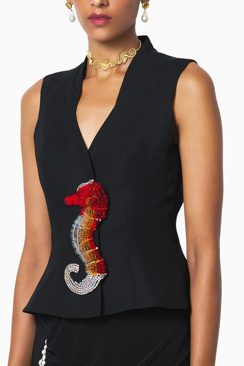Ocean Blazer With H.R. Black Skirt
