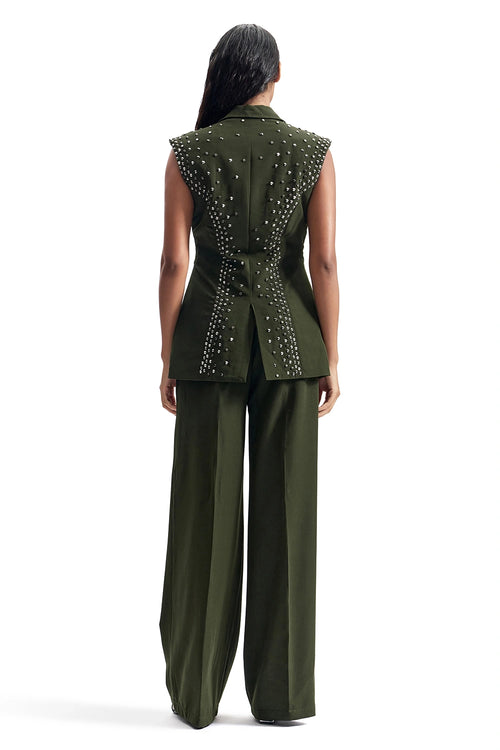 Stud-Armour Sleeveless Suit