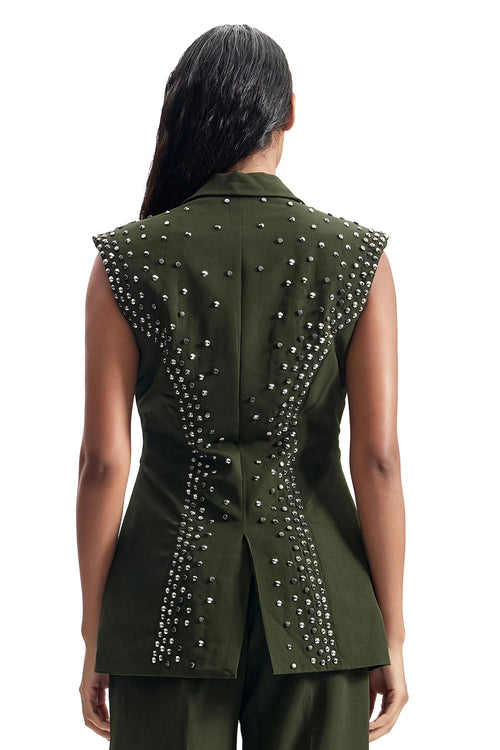Stud-Armour Sleeveless Jacket