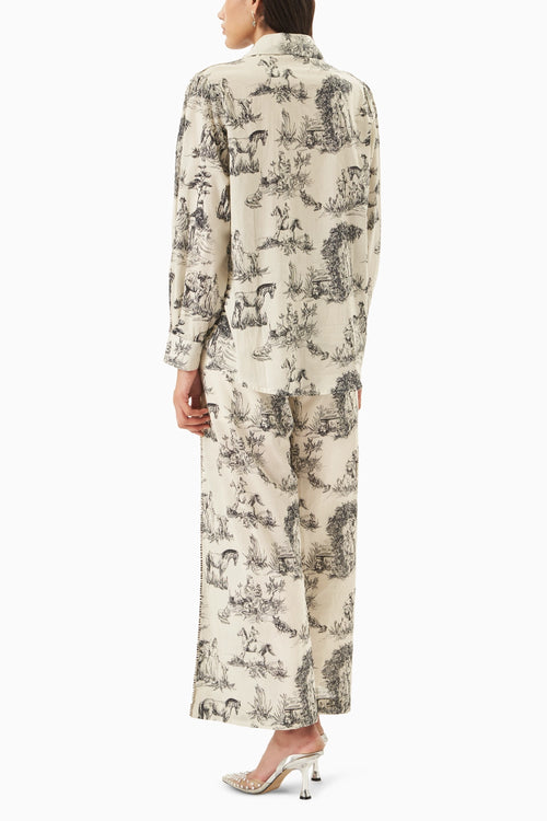 Black and Off White Noble Ground Embellished Co-ord Set