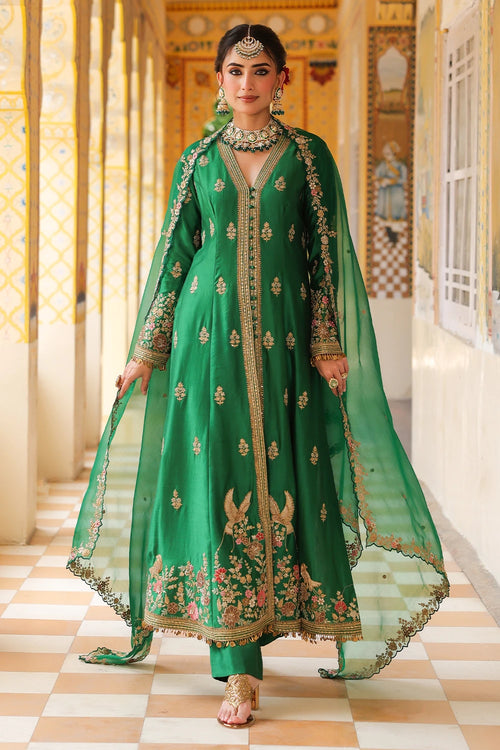 Ahista Green Jacket Anarkali Set