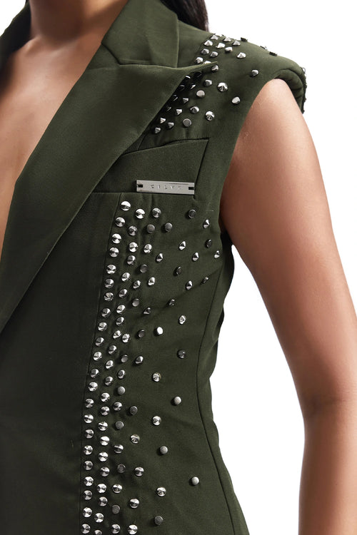 Stud-Armour Sleeveless Suit