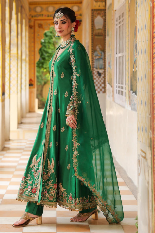 Ahista Green Jacket Anarkali Set