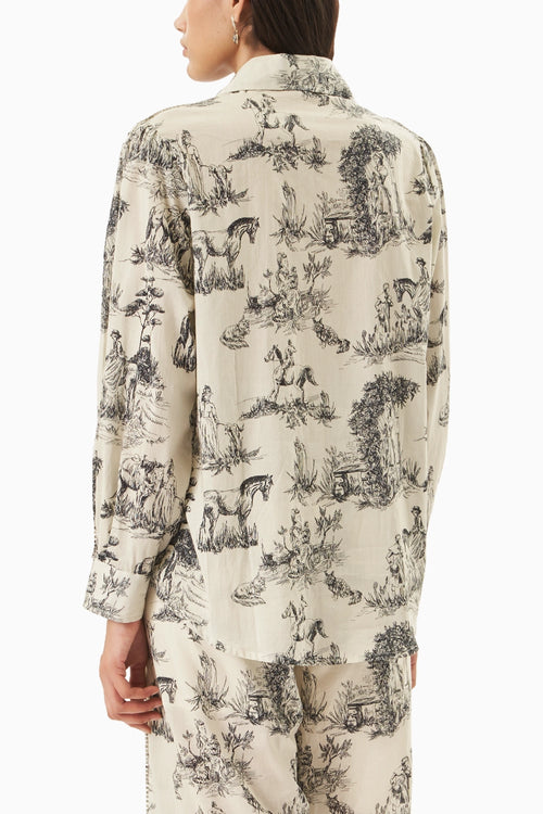 Black and Off White Noble Ground Embellished Shirt