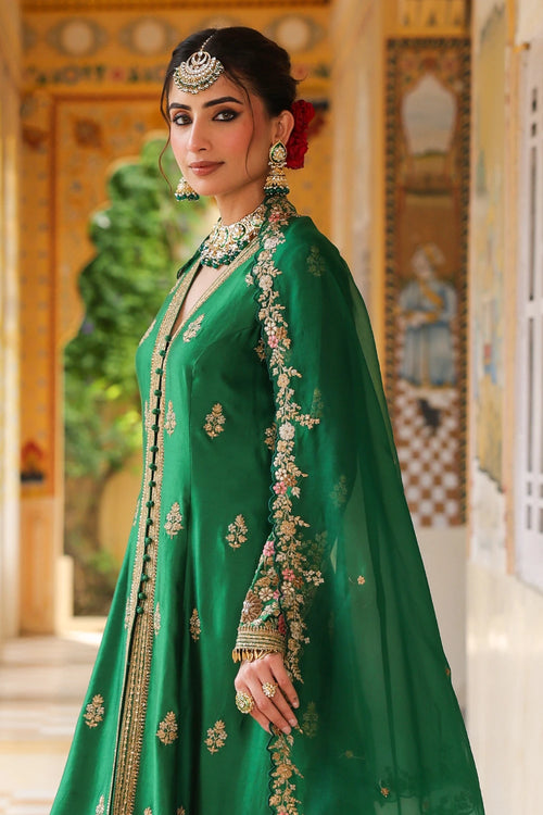 Ahista Green Jacket Anarkali Set