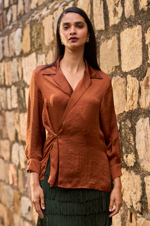 Side Tie Blazer Shirt
