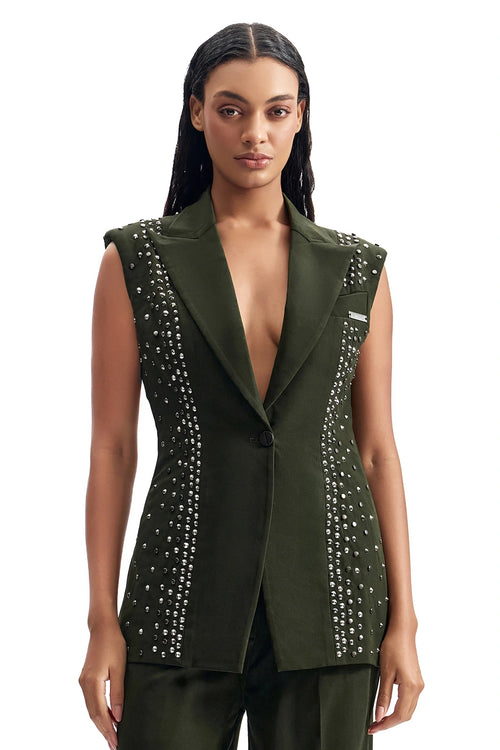 Stud-Armour Sleeveless Jacket
