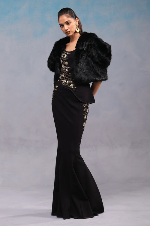 Black and Gold Kohl Long Skirt