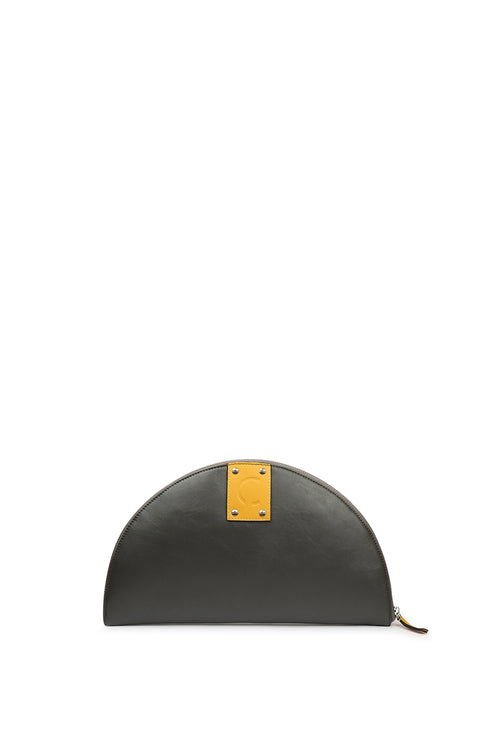 Lussa Black Yellow Half Moon Clutch Bag