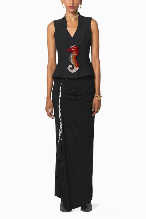 Ocean Blazer With H.R. Black Skirt