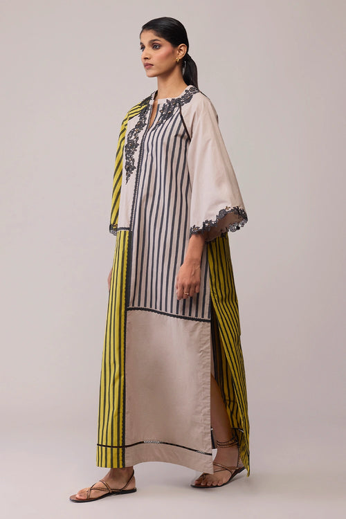 Neesa Mustard and Beige Dress
