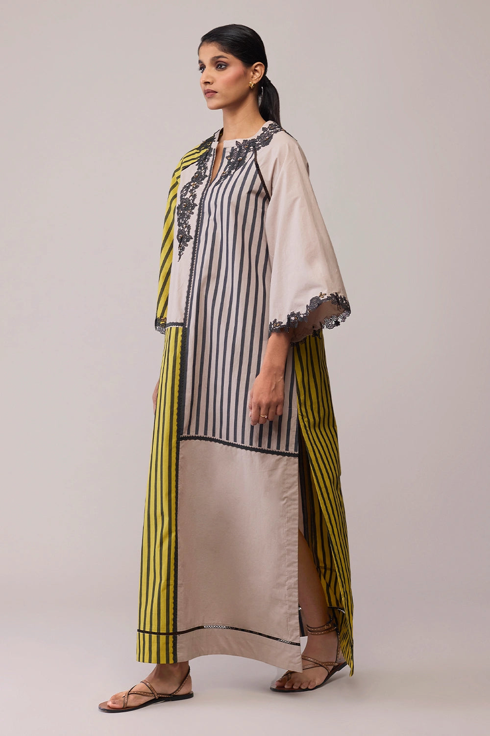 Neesa Mustard and Beige Dress