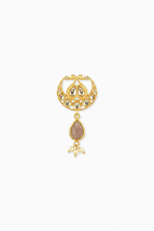 Chaand Roop Stud Earrings with Mirror Polki