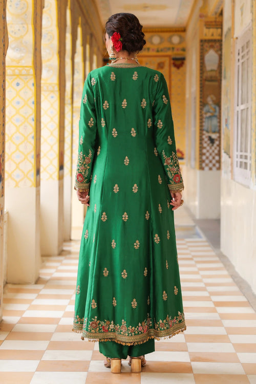 Ahista Green Jacket Anarkali Set