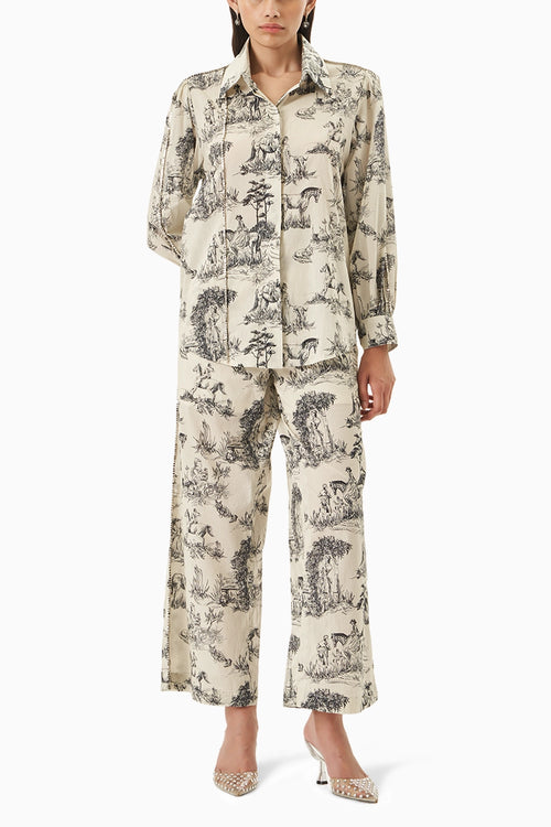 Black and Off White Noble Ground Embellished Co-ord Set