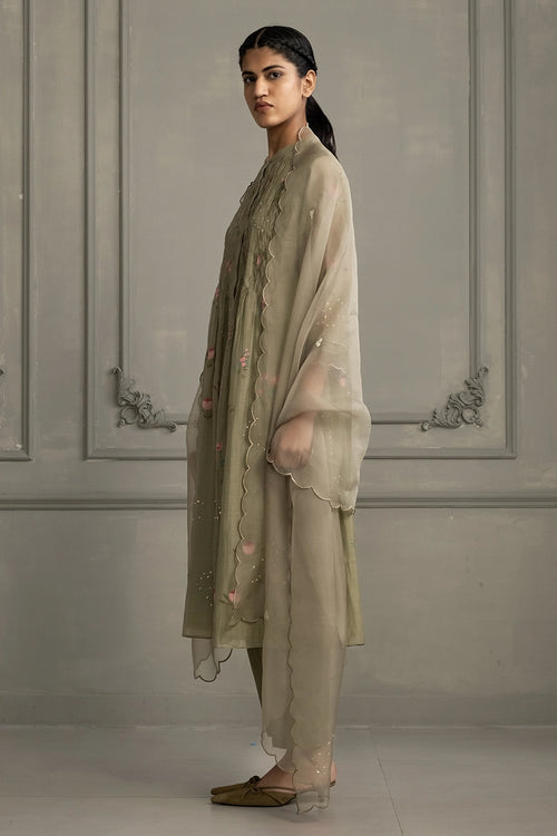 Sage Green Smocking Tunic Set