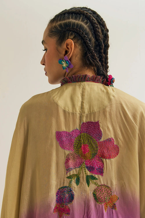 Cherry-Blossom Ecru Lavender Kaftan