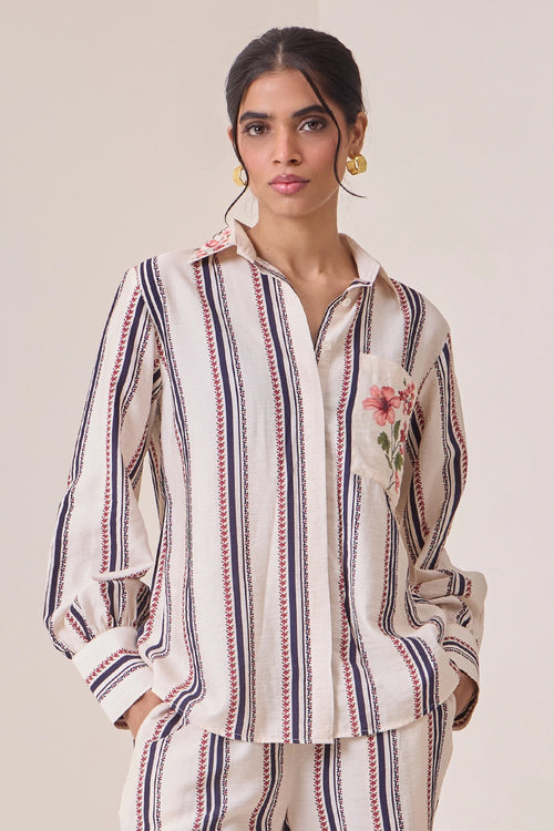 Creme Petal Pocket Shirt
