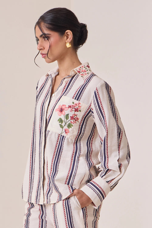 Creme Petal Pocket Shirt