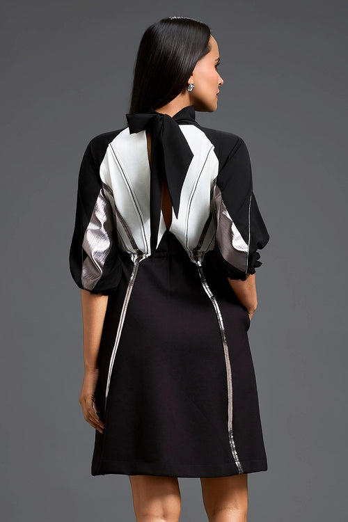 Sculpted Monochrome Drawstring Dress