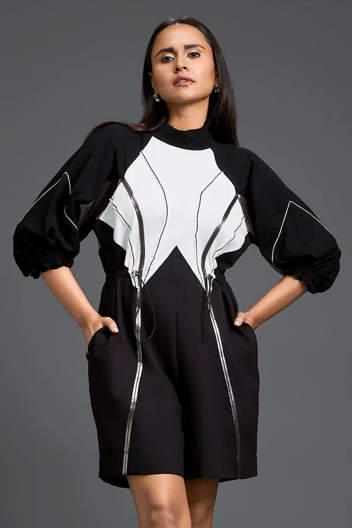 Sculpted Colour-Block Playsuit