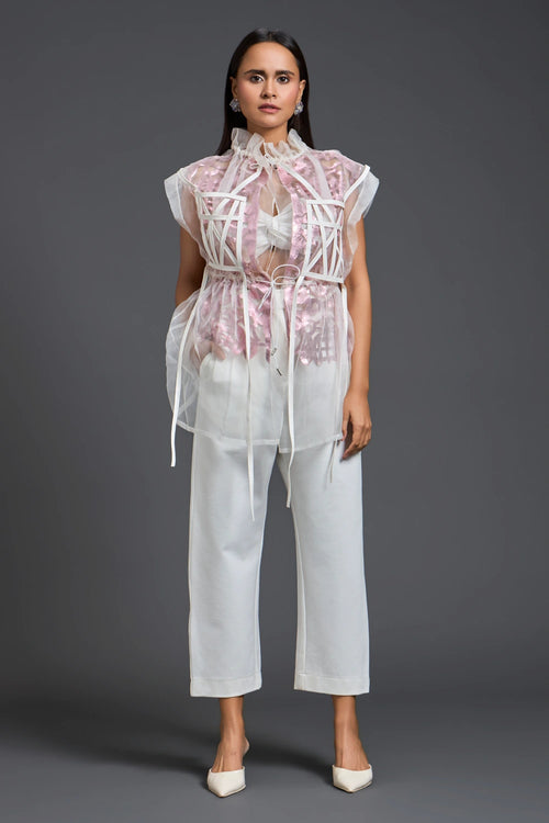 Onion Pink Organza Layered Co-ord Set