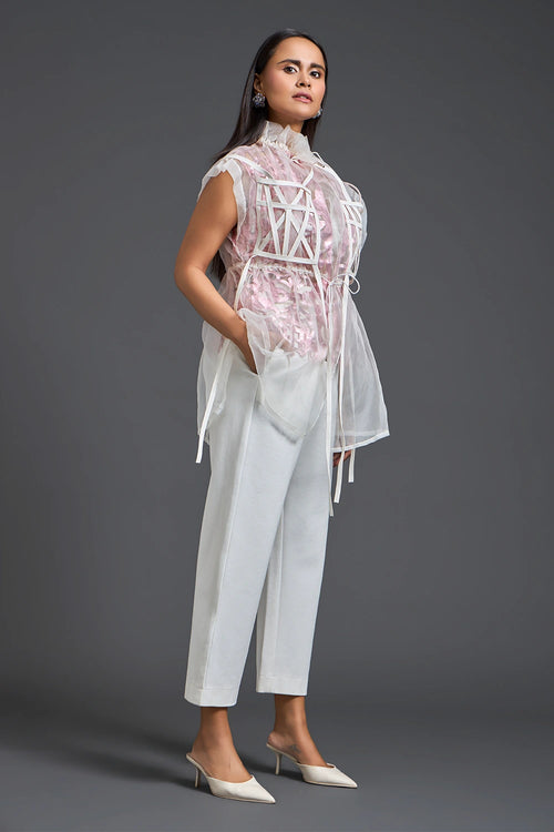 Onion Pink Organza Layered Co-ord Set