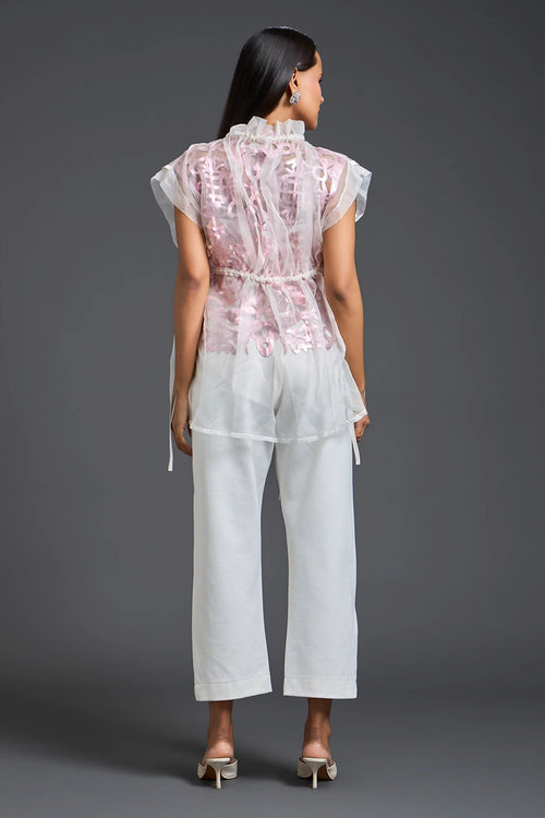 Onion Pink Organza Layered Co-ord Set