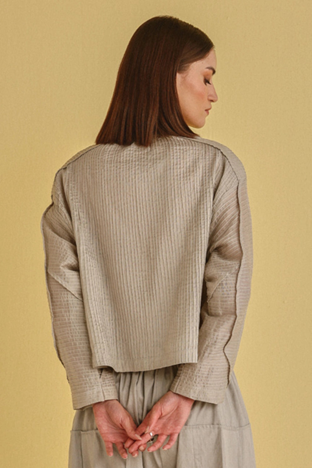 Frosted Chrome Pintuck Pleat Jacket
