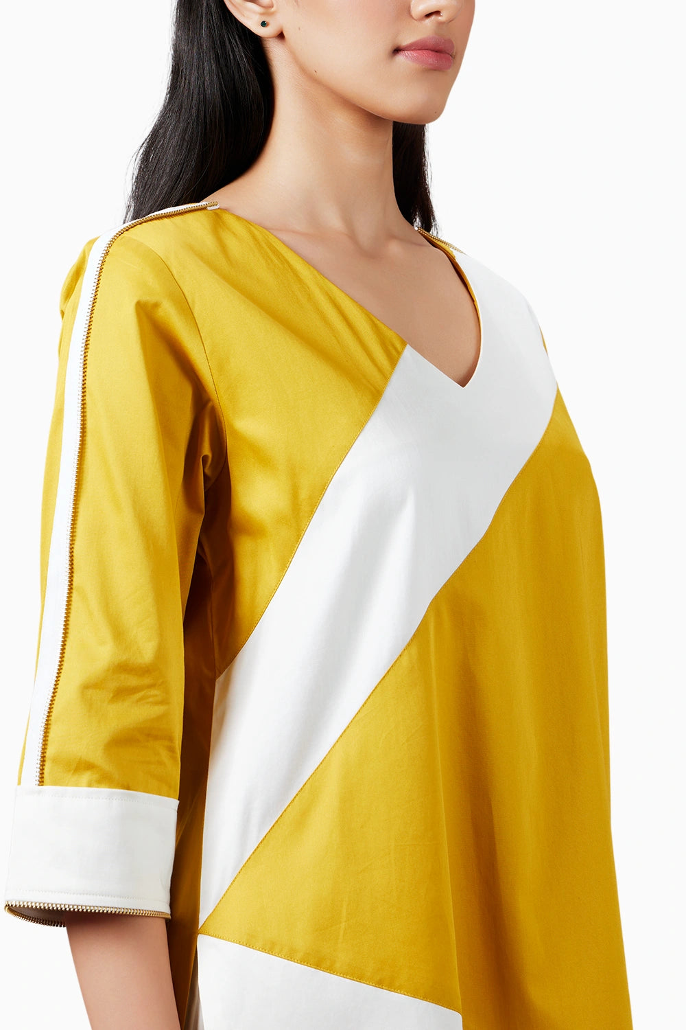 Mustard Yellow Stripe Kurta Set