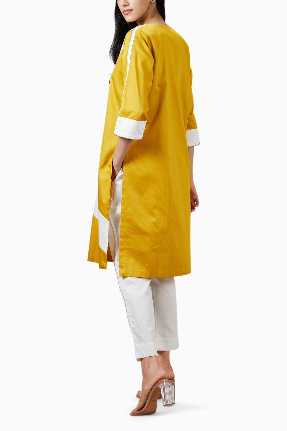 Mustard Yellow Stripe Kurta Set