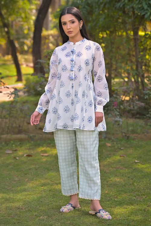 Mint Green Cotton Chanderi Co-ord