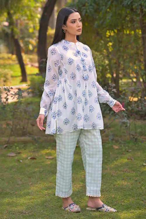 Mint Green Cotton Chanderi Co-ord