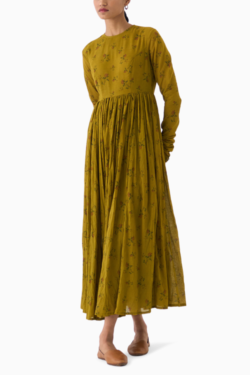 Chintz Ochre Yellow Ghoomar Anarkali