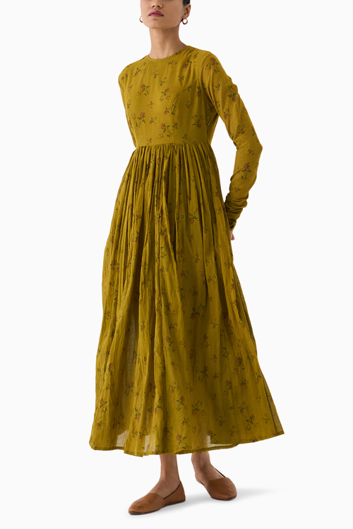 Chintz Ochre Yellow Ghoomar Anarkali